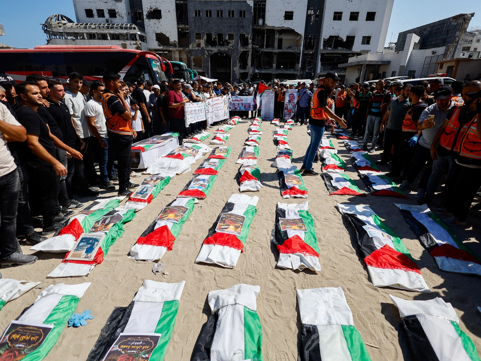 Mass funeral held in Gaza City for 50 Palestinians recovered from rubble