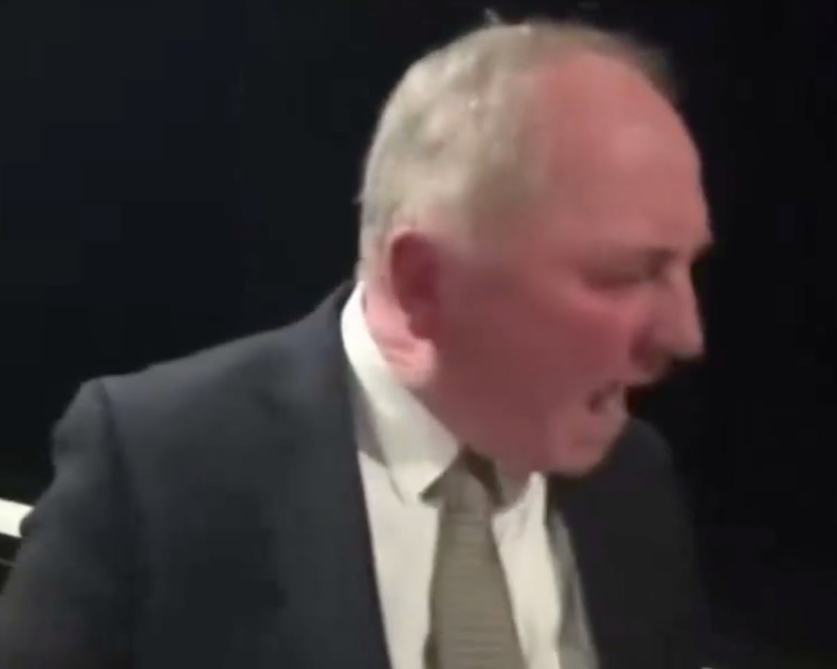 Barnaby Joyce’s live TV outburst at dog overshadows defense of Pauline Hanson’s European trip